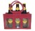 3 JAR JUTE BAG with Window, Partition and Cotton Corded Handles - 24x10x14cm high - RED WINE