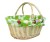 Natural Wicker Shopping Basket with Folding Handles and Green Butterfly & Bees Lining- 41cm