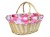 Natural Wicker Shopping Basket with Folding Handles and Pink Butterfly & Bees Lining- 41cm
