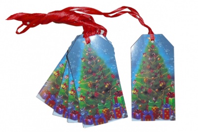 Pack 10 Gift Tags with Ribbon Ties - CHRISTMAS TREE