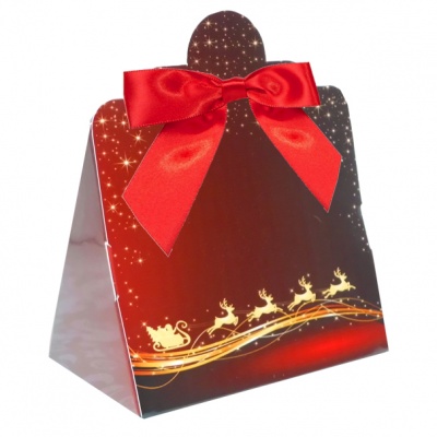 Triangle Gift Box with Mini Bows - SMALL REINDEER/RED BOWS (PK10)
