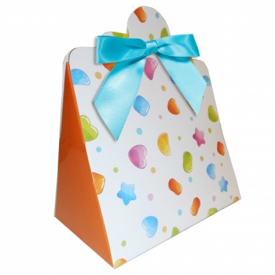 Triangle Gift Boxes with Mini Bows - LARGE CANDY/BLUE BOWS (pk10)
