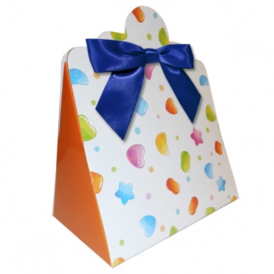 Triangle Gift Boxes with Mini Bows - LARGE CANDY/NAVY BOWS (pk10)