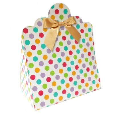 Triangle Gift Boxes with Mini Bows - LARGE SPOTS/GOLD BOWS (pk10)