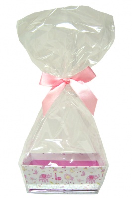 Printed MINI GIFT KITS with Cello Bag & Bow 12x8x4cm - LITTLE GIRL/PINK (x10)