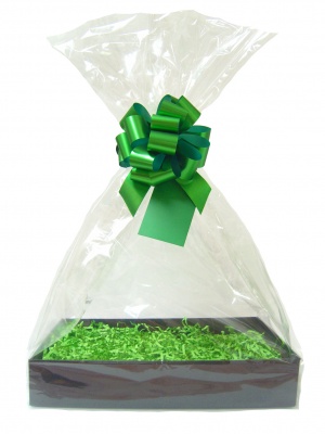 Complete Gift Basket Kit - (Small) BLACK EASY FOLD TRAY/GREEN ACCESSORIES