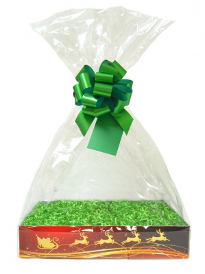 Complete Gift Basket Kit - (Medium) REINDEER EASY FOLD TRAY / GREEN ACCESSORIES