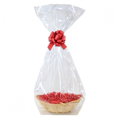 Complete Gift Basket Kit - (29x23x9cm) BAMBOO LARGE OVAL / RED ACCESSORIES