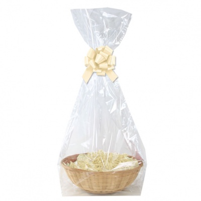 Complete Gift Basket Kit - (23cm diameter) BAMBOO MEDIUM ROUND / CREAM ACCESSORIES