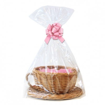Gift Basket Kit - (Medium) WICKER CUP & SAUCER / PINK ACCESSORIES