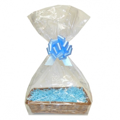 Complete Gift Basket Kit - (32x21x7cm) STEAMED WICKER TRAY / BLUE ACCESSORIES