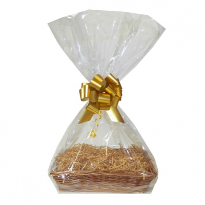 Complete Gift Basket Kit - (32x21x7cm) STEAMED WICKER TRAY / GOLD ACCESSORIES