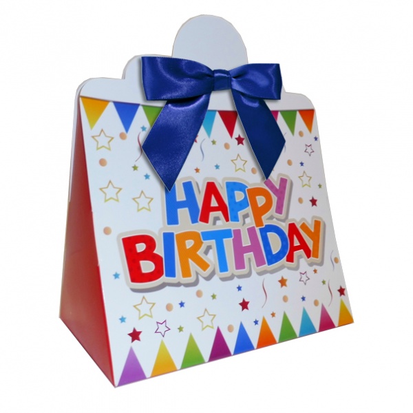 Triangle Gift Boxes with Mini Bows - LARGE BIRTHDAY/NAVY BOWS (pk10)
