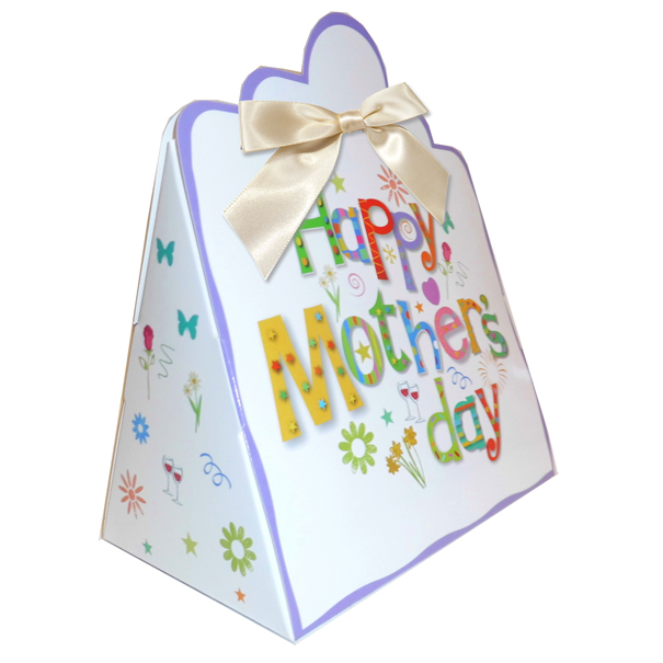 Triangle Gift Boxes with Mini Bows - LARGE MOTHER'S DAY/CREAM BOWS (pk10)