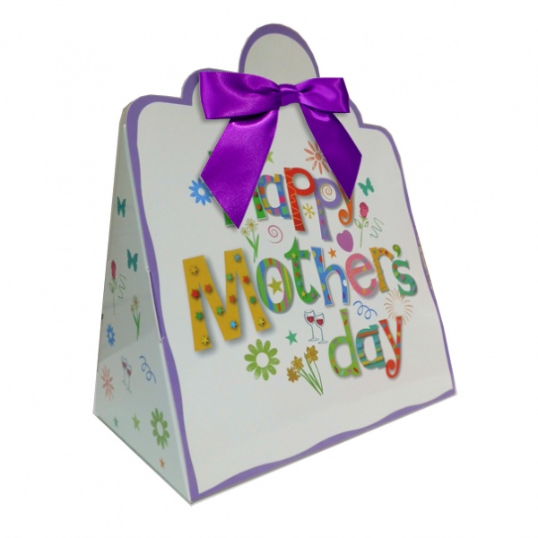 Triangle Gift Boxes with Mini Bows - LARGE MOTHER'S DAY/PURPLE BOWS (pk10)