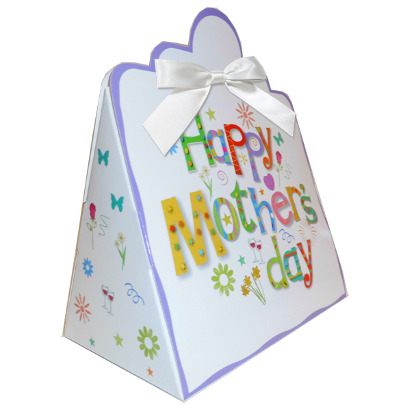 Triangle Gift Boxes with Mini Bows - LARGE MOTHER'S DAY/WHITE BOWS (pk10)