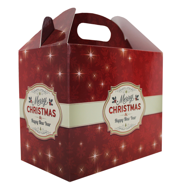 Pack of 10 GABLE BOXES 17x10x14cm - MERRY CHRISTMAS