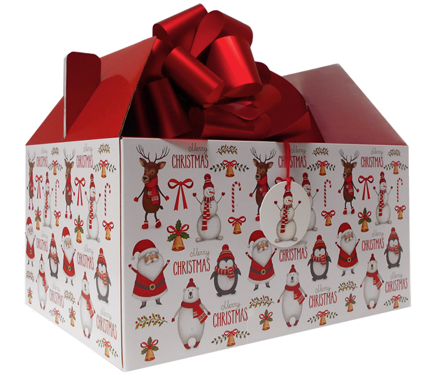 Giant Gable Gift Box Kit 35x24x18cm CHRISTMAS CHARACTERS RED Accessories www.giftbasketsforyou