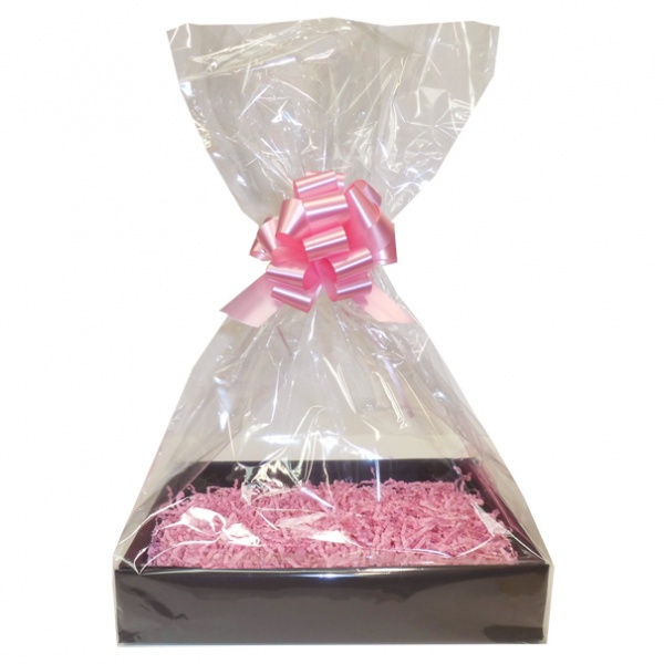 Complete Gift Basket Kit - (Medium) BLACK EASY FOLD TRAY / PINK ACCESSORIES