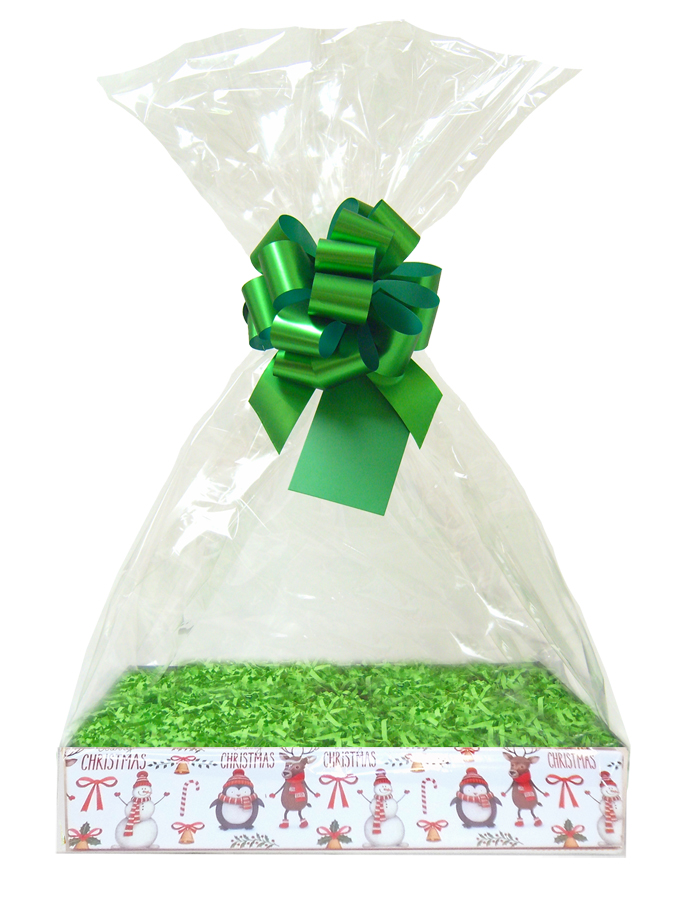 Complete Gift Basket Kit - (Medium) CHRISTMAS CHARACTERS EASY FOLD TRAY / GREEN ACCESSORIES