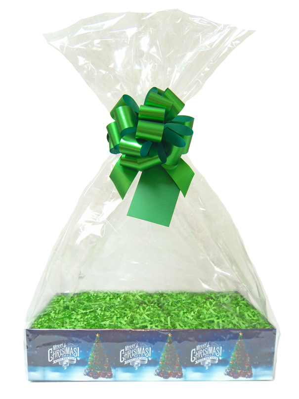 Complete Gift Basket Kit - (Medium) CHRISTMAS TREE EASY FOLD TRAY / GREEN ACCESSORIES