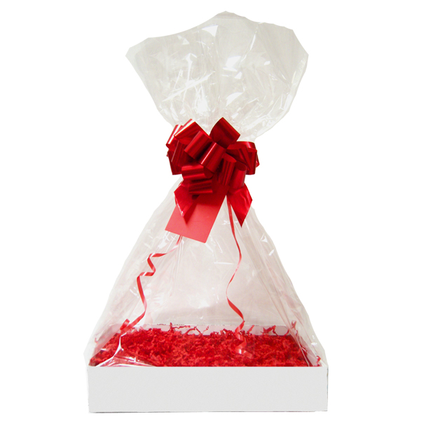 Complete Gift Basket Kit - (Medium) WHITE EASY FOLD TRAY / RED ACCESSORIES