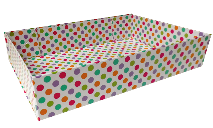 10 x Easy Fold Trays with Acetate Boxes (35x24x8cm) LARGE SPOTTY