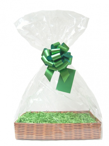 Complete Gift Basket Kit - (Medium) WICKER EASY FOLD TRAY / GREEN ACCESSORIES