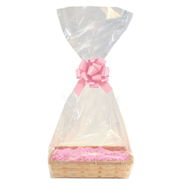 Complete Gift Basket Kit - (30x20x7cm) BAMBOO TRAY / PINK ACCESSORIES