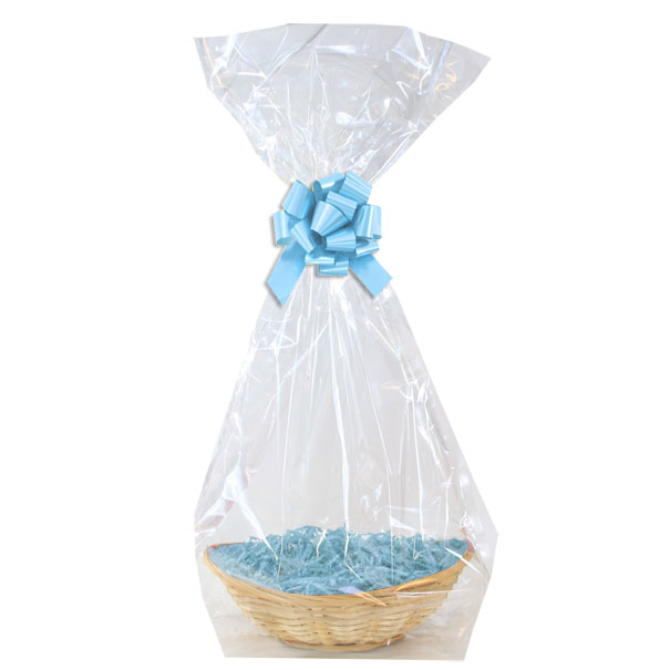 Complete Gift Basket Kit - (29x23x9cm) BAMBOO LARGE OVAL / BLUE ACCESSORIES