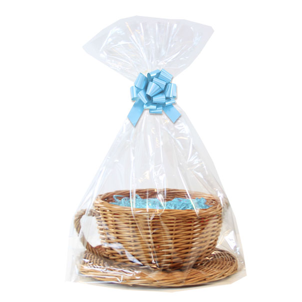 Gift Basket Kit - (Medium) WICKER CUP & SAUCER / BLUE ACCESSORIES