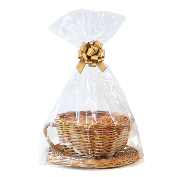 Gift Basket Kit - (Medium) WICKER CUP & SAUCER / GOLD ACCESSORIES