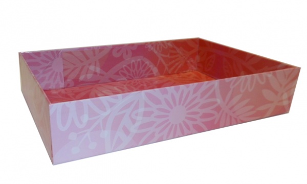 Easy Fold Gift Tray (20x15x5cm) - Small PINK FLOWERS