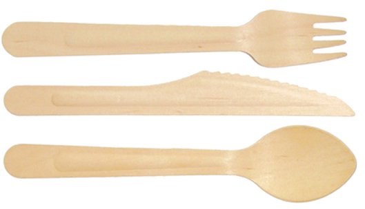 Wooden Cutlery Set (Fork/Knife/Spoon) - 160mm