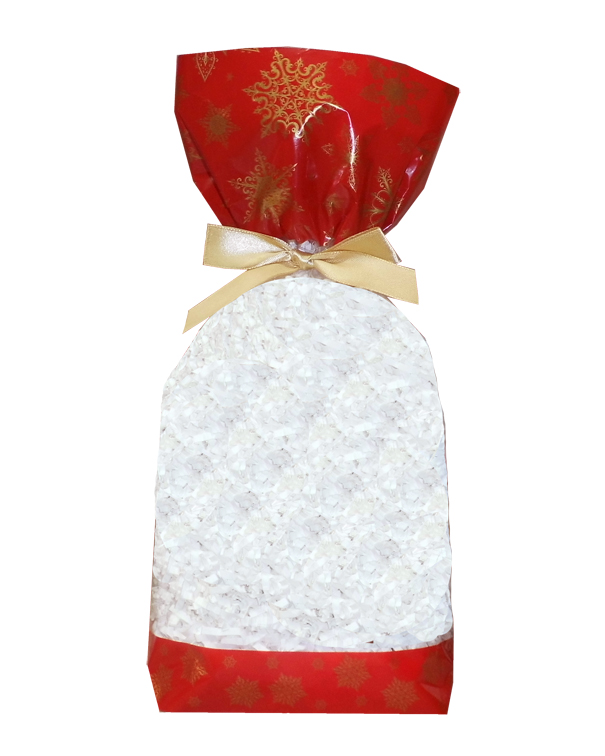 CANDY BAGS (pk 10) with Block Bottom and Twist Ties - SNOWFLAKES (large)