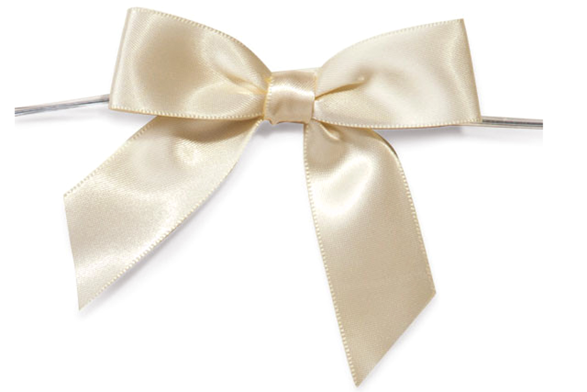 MINI SATIN BOWS with Twist Ties 20mm (pk 10) CREAM www