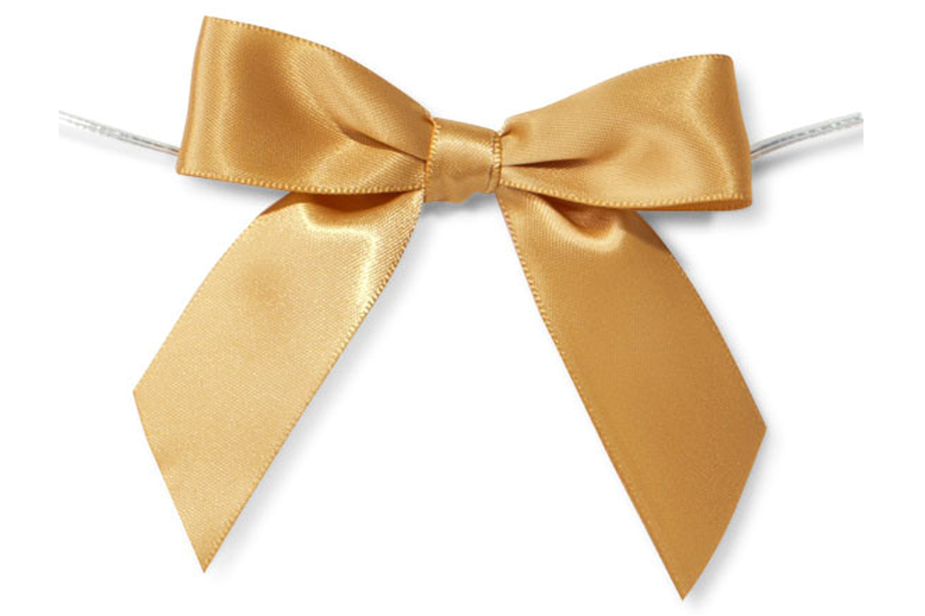 MINI SATIN BOWS with Twist Ties 20mm (pk 10) GOLD www.giftbasketsforyou.co.uk