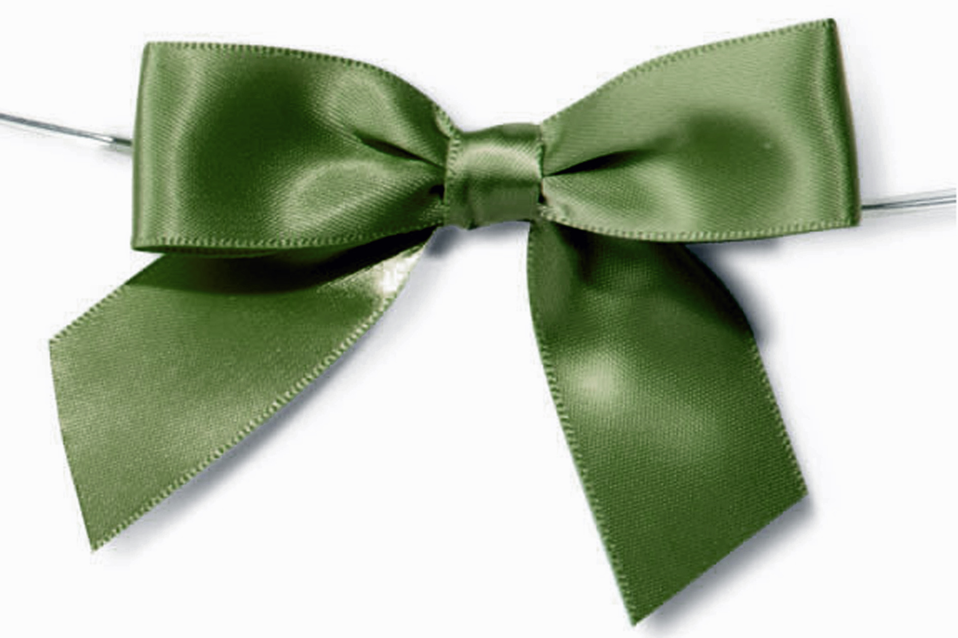 MINI SATIN BOWS with Twist Ties 20mm (pk 10) GREEN www